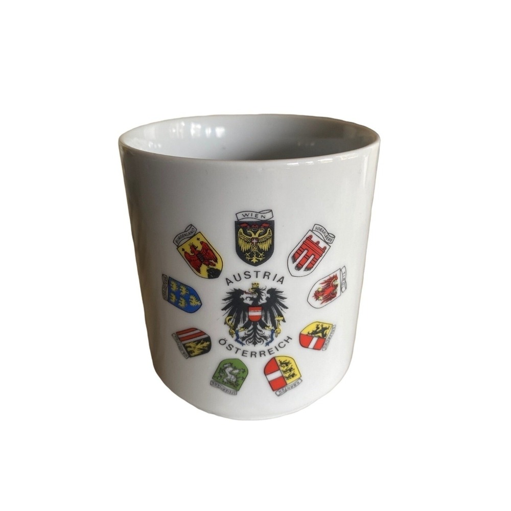 White Austria Osterreich Multiple Crest Cup Mug